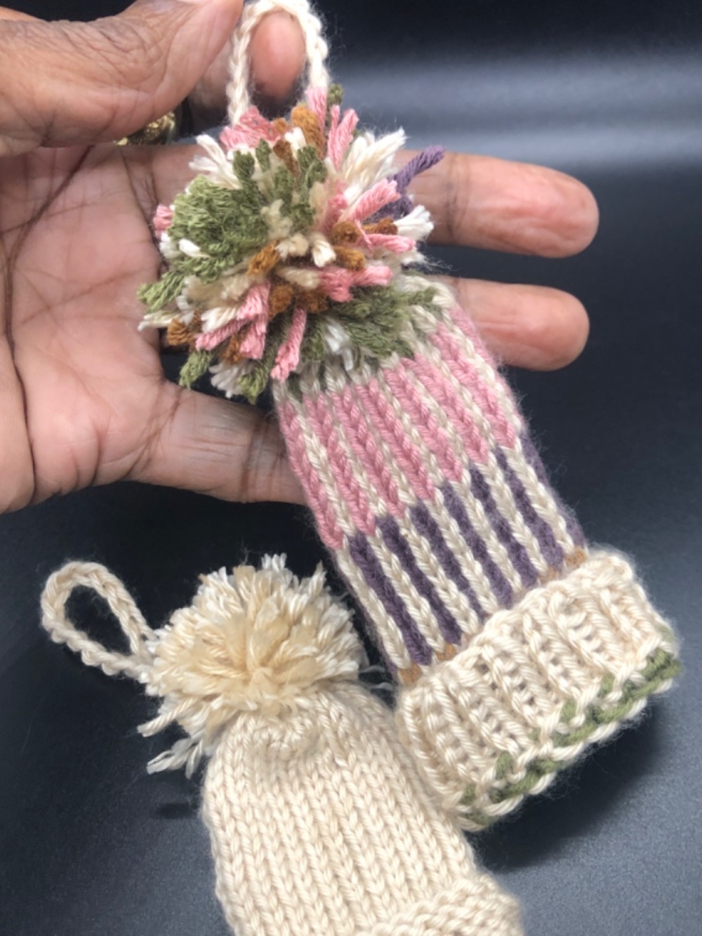 Set of 2 Handmade Mini Beanie Ornaments | Bag Accessories, Gift Set